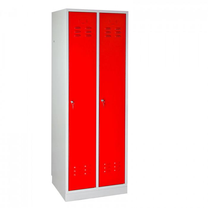Armoire vestiaire 2 portes - rouge - 600 x 500 x 1775 mm_0
