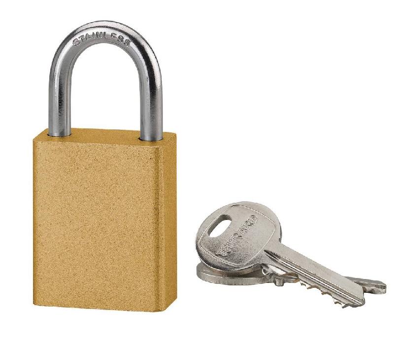 Cadenas à clé Cobble - Aluminium anodisé 38 mm jaune - Double verrouillage, inox, anti-perçage_0