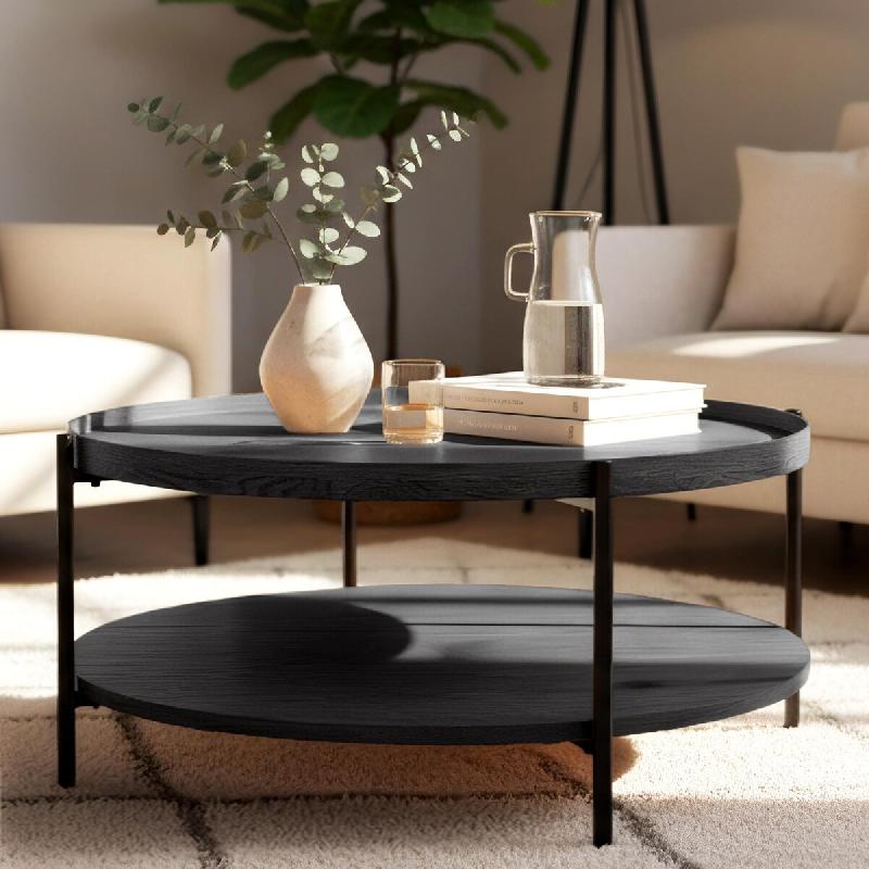 CLP Table basse Corbitan Gris/Ø 80 cm - gris Bois manufacturé 326745_0