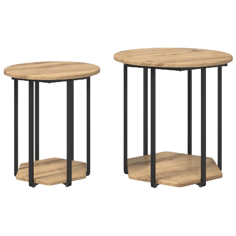 Ensemble de tables d'appoint avec étagère 2 pcs Marron Modèle Aero Outdoor - 869719_0