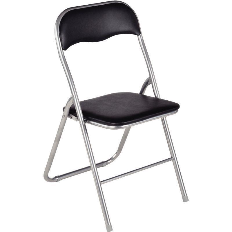 Lot de 6 chaises pliantes Juny noir - structure tube métallique - assise mousse PVC - usage jusqu’à 90 kg_0