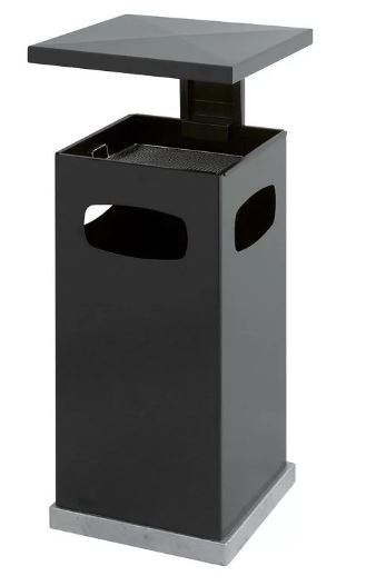 Poubelle cendrier publique avec couvercle amovible - 80 L - 3 ouvertures - liner en métal et insert-cendrier noir_0