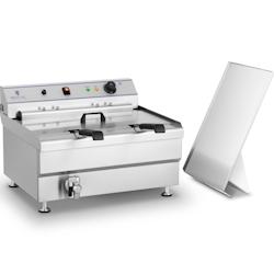 Royal Catering - Royal Catering Friteuse à Beignets Electrique Professionnelle RCBG 30-2-B STH (24L, 9000W, 380V, 55,5x60x37cm, Robinet De Vidange) -_0