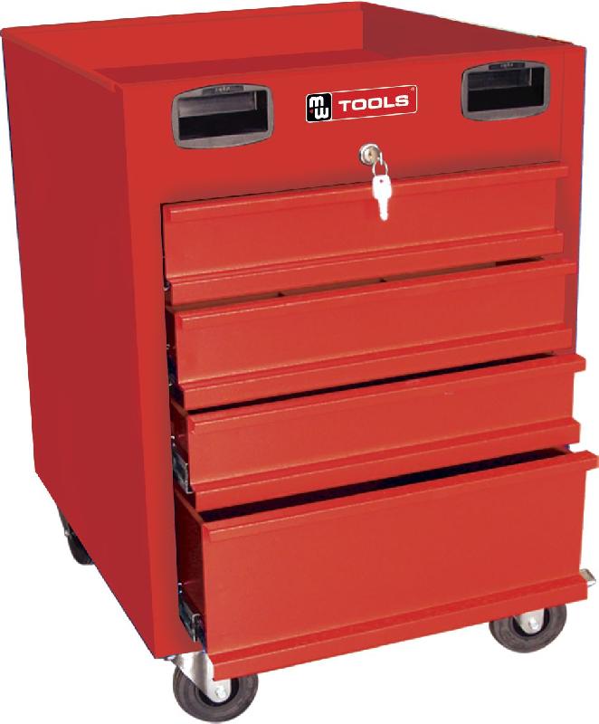Petite servante d'atelier 4 tiroirs rouge et grise compacte hauteur 775 mm idéale pour un établi MW Tools MODK630/440_0