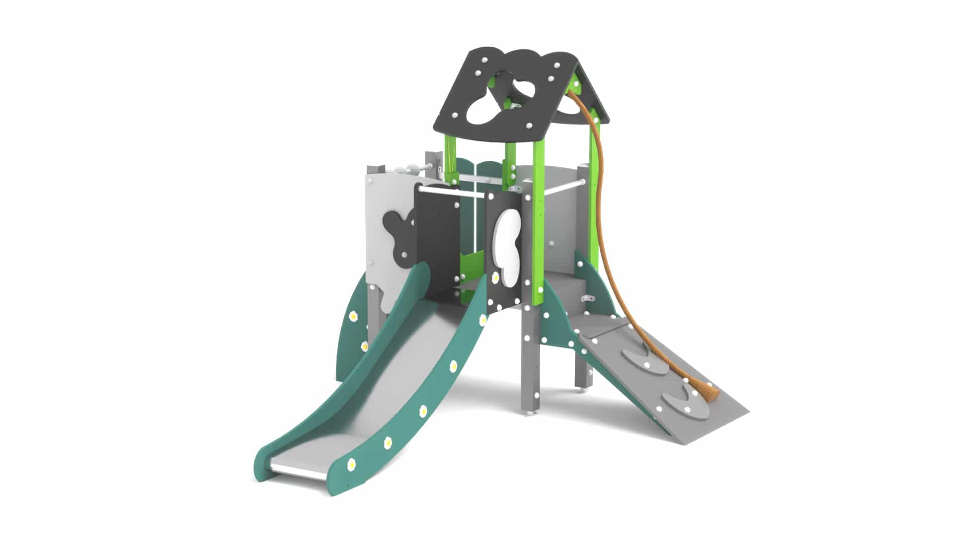 Structure multi-activités métallique chlorophylle - remise LD1BPMET3500 - Ludoparc - pour enfants de 1,5 à 6 ans_0