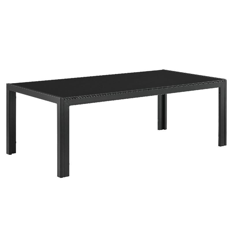 Table basse extérieure en verre - 100 x 50 x 35 cm - Noir - Design rectangulaire avec plateau en verre de 6 mm d'épaisseur_0
