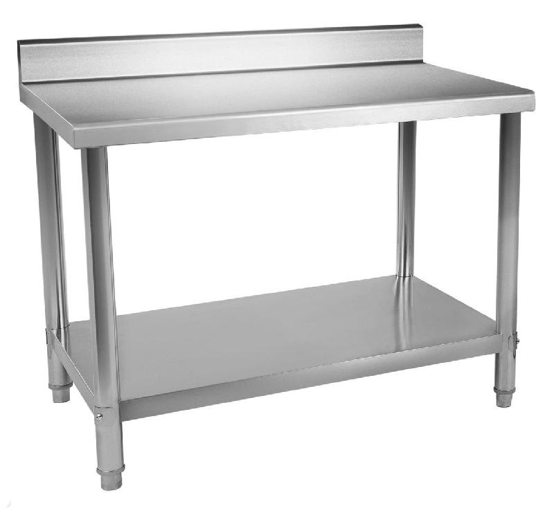 Table de travail professionnelle en acier inox 304 - pieds ajustables et rebord de protection - 100 x 70 cm - Réf. 3614082_0