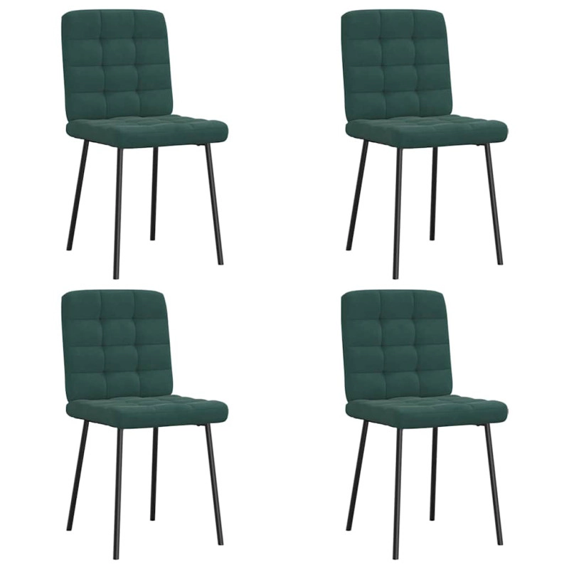 VidaXL Chaises à Manger Lot De 4 Vert Foncé Velours - vert 8721158566270_0