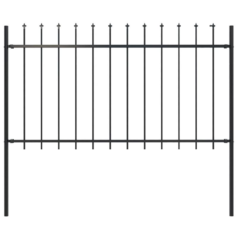 Vidaxl clôture de jardin avec dessus en lance acier 1,7 x 1 m noir 144925_0