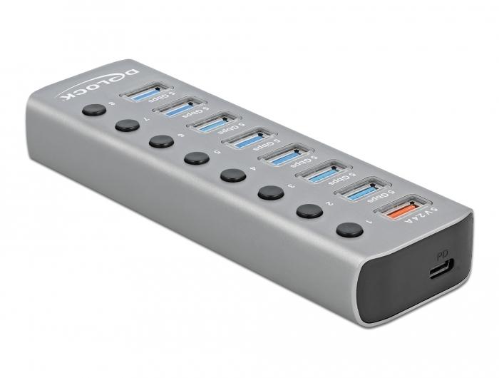 DeLOCK 63264 - Hub USB 3.2 Gen 1 (3.1 Gen 1) Type-B - 7 ports - Gris - Câble 0,8 m_0