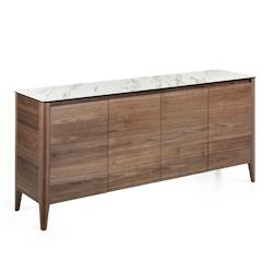 AC ANGEL CERDA Angel Cerdá Buffet en noyer avec plateau en verre imitation marbre 3080C 179 x 45 x 80 - marron Bois massif 8435631003496_0