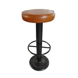 Anticline Créations Tabouret de bar assise cuir Ø30 x H75 - marron cuir CS1079_0