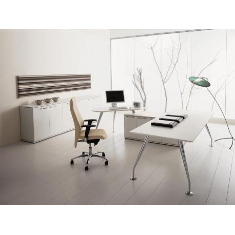 Bureau de direction ENOSI LAS avec retour sur meuble de rangement et table triangulaire - L 200 x 235 cm_0