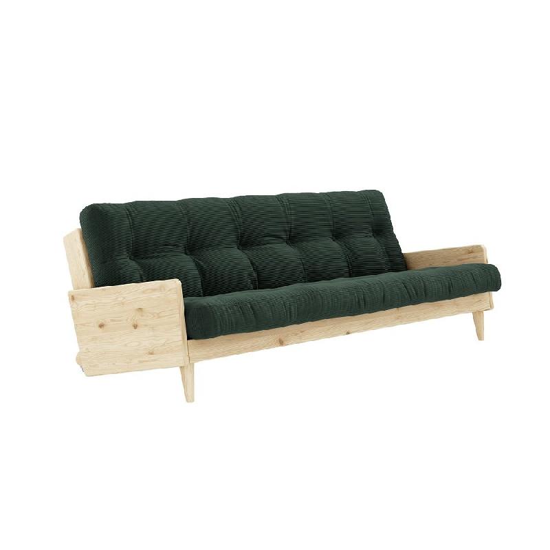 CANAPÉ 3 PLACES CONVERTIBLE INDIE STYLE SCANDINAVE FUTON ALGUE COUCHAGE 130*190 CM._0