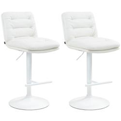 CLP Lot de 2 tabourets de bar Damar en similicuir Blanc /Blanc - blanc polyester 325690_0