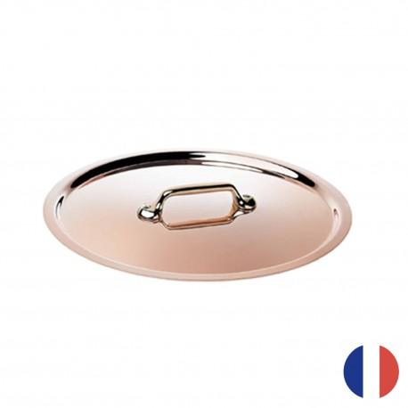Couvercle rond en cuivre-inox Inocuivre VIP De Buyer - monture laiton - fabriqué en France_0