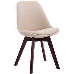 Décoshop26 - Chaise de salle à manger x1  design scandinave en tissu crème et piètement à 4 pieds en bois marron 10_0003301 - marron 3000251509380_0