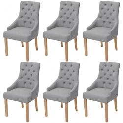 Décoshop26 - Lot de 6 chaises de salle à manger cuisine capitonné design classique en tissu gris clair CDS022405 - gris 3000026891535_0