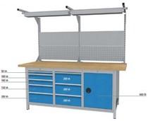 Établi T 750 R 18-24 - Plateau hêtre multiplis 40mm - 9 tiroirs et rangement supérieur 2000 mm_0