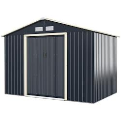 Helloshop26 - Abri de jardin en métal 5,29 ㎡ 277 x 191 x 202 cm avec 2 portes coulissantes verrouillables 4 trous d'aération pour 20_0007629 - 300_0