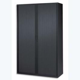 MT INTERNATIONAL ARMOIRE HAUTE MÉTAL MONOBLOC CORPS ET RIDEAUX NOIR 4 TABLETTES - DIM.120X198X43 CM