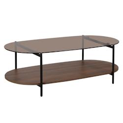 Oviala Business Table basse moderne ovale L 120 cm en verre marron - marron verre 113674_0