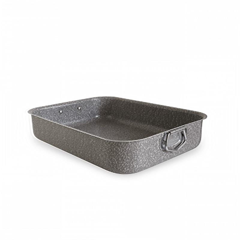 PENTALUX Plat à lasagnes antiadhésif en aluminium, 29,5 x 25 x 6 cm, avec poignées latérales - Bord haut - gris aluminium 8019139151257_0