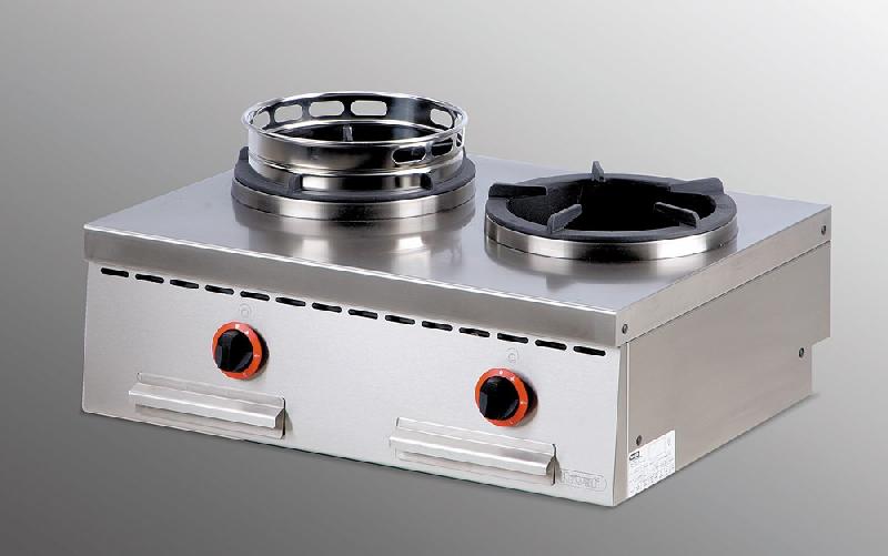 Plan de cuisson wok à gaz de table - 2 brûleurs - Virtus AHA0013 - 800x600x300 mm - 11 500+11 500 KW GPL_0