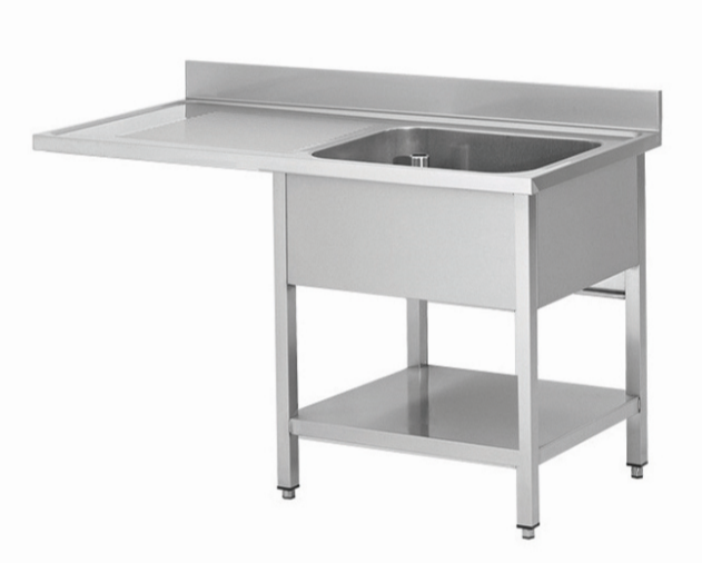 Plonge professionnel en inox avec passage lave vaisselle a gauche 1200x600x850+100mm - THSTR126SBR1_0