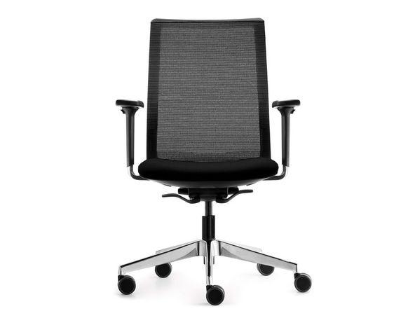 Siège de bureau Sentis - mécanisme auto-régulé - piètement aluminium poli - accoudoirs fixes/1D/3D/4D - soutien lombaire en option_0