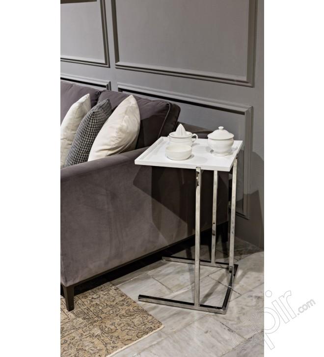 Table basse en métal chromé brillant - Plateau amovible en Plexiglas blanc ou noir - Modèle Luigi_0