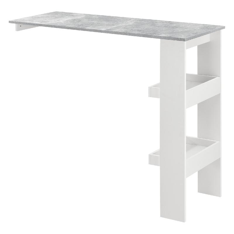 TABLE DE BAR STYLÉE AVEC COMPARTIMENTS DE RANGEMENT TABLE BISTROT 120 CM BLANC ET GRIS 03_0006218_0