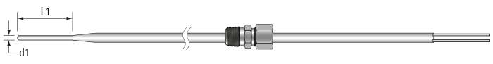 Thermocouple type T à extrémité rétrécie - sortie simple - pour milieux difficiles de -200 à 1400°C_0