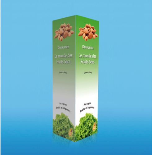 Totem triangulaire - FNA Display - carton ondulé blanc - 360x360x1580 mm_0