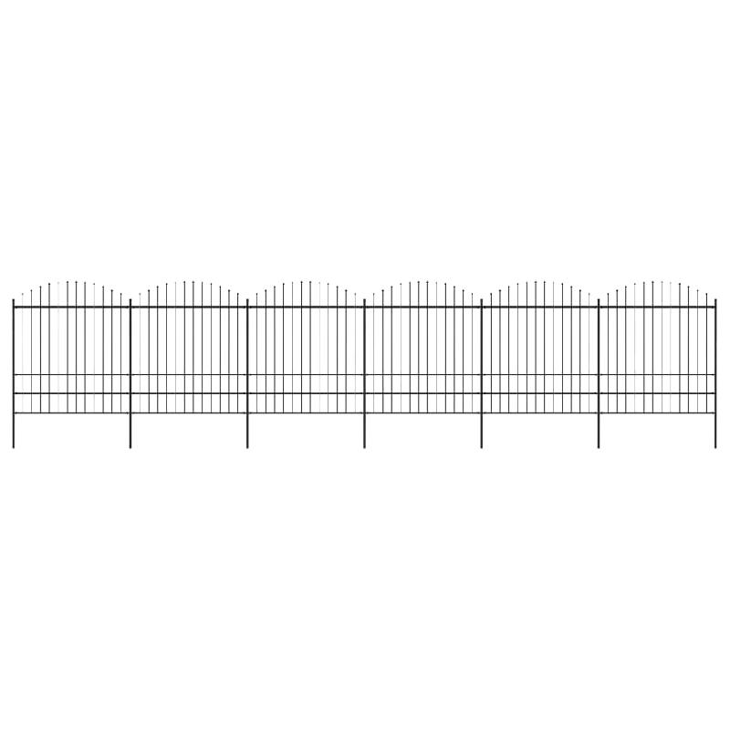 Vidaxl clôture de jardin à dessus en lance acier (1,75-2)x10,2 m noir 277753_0