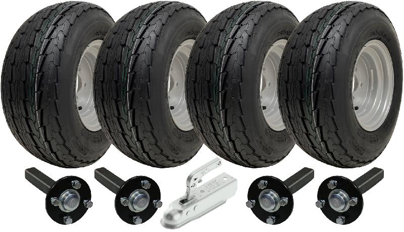 20.5x8.0-10 Twin Axle Trailer Kit Road Legal Wheels Hub  Stub Axles Hitch 750kg_0