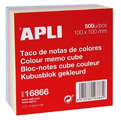 Apli Bloc de 500 feuillets 100x100mm 70 g/m², coloris assortis (4) - 8410782168669_0