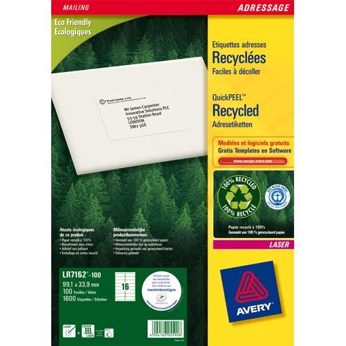 Avery boîte de 1600 étiquettes adresse laser recyclées blanc 99.1x33.9 lr7162-100_0