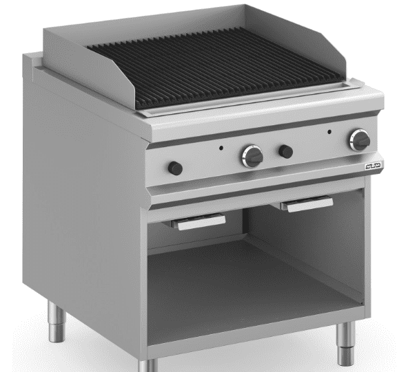 Barbecue gaz professionnel 80cm - Pierre volcanique ARILEX MPLG98A - Grille réversible viande/poisson_0