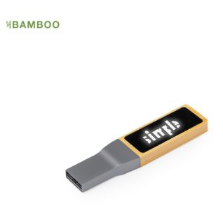 Clé USB élégante 16 Go - Bambou avec zone de marquage éclairée - 21210_0