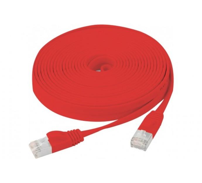 Cordon RJ45 plat catégorie 6 U/FTP Snagless rouge - 1 m - blindé cuivre - fréquence 250 MHz_0