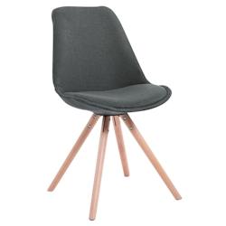 Décoshop26 - Chaise de salle à manger design scandinave en tissu gris foncé et pieds en bois clair forme rond 10_0003452 - gris 3000251586992_0