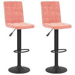 Décoshop26 - Lot de 2 tabourets de bar chaises hautes en velours rose DEC029844 - 3000257588495_0