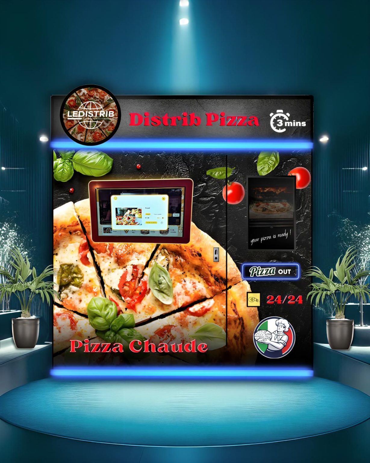 Distributeur automatique de pizzas fraîches - Facile à installer et entretenir pour restaurateurs, hôtels et stations-service - LEDISTRIB_0