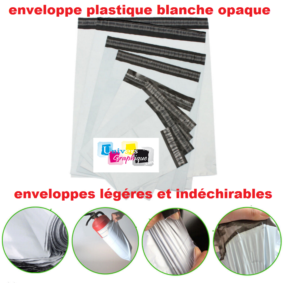 Enveloppes plastiques opaque indéchirable inviolable blanche