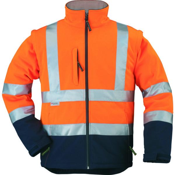 VESTE HAUTE VISIBILITÉ SOFTSHELL STATION COVERGUARD ORANGE ET BLEU - MANCHES AMOVIBLES - TAILLE XL