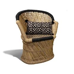 Now's Home - Lot De 2 Fauteuils En Bambou Naturel Et Noir Avec Deux Coussins Noirs - Bambou 3256390247854_0