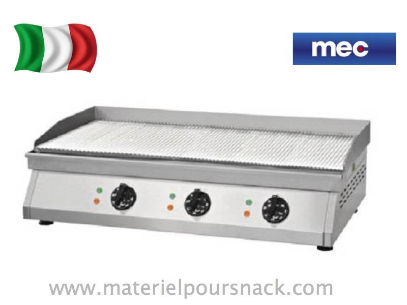 Plancha électrique nervurée - Marque Mec Modèle PE830R - 9kW - Surface de cuisson 835x400 mm - Fabrication italienne_0