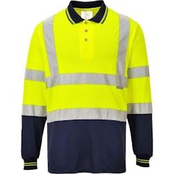 Portwest - Polo bicolore manches longues HV Jaune / Bleu Marine Taille S - S polyester 5036108250660_0