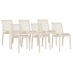 RATTATAN Lot de 6 chaises en polypropylène avec coussin, empilables, design moderne pour cuisine, salle à manger, bar ou restaurant – Anna – Cr_0